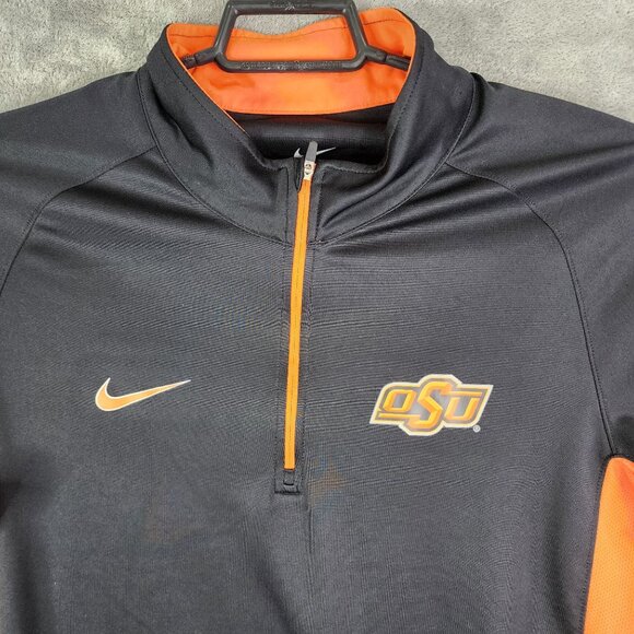 Mens Nike OSU Dri-Fit Elite Shirt 1/4 Zip Pullover Black & Orange Size L - Picture 4 of 15